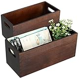 Offene Aufbewahrungsbox aus Holz mit Griff, Tisch-Organizer für Briefe, Holz, rustikal, dekorative Aufbewahrungsboxen, Set mit 2 Stück, für Badezimmer, Toilettenpapier, Schreibtisch, Küche, Bü