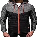 ADDZYY Herren Steppjacke Gefütterte Jacke sportliche Übergangsjacke Herrenjacke leichte Winterjacke modische Jacke für Männer Daunenjacke Sportjacke Freizeitjacke mit Kapuze Street Sty
