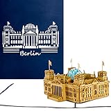 Pop Up Karte 'Berlin – Reichstag' – 3D Klappkarte mit Modell Berliner Reichstag als Postkarte, Souvenir, Geburtstagskarte, Geschenkidee, Reisegutschein und Dekoration B