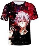 Silver Basic Jungen Mode Shirt Tokyo Ghoul 3D Druck Sommer T-Shirt Kurzarm Tops Rot-1 XXS-1