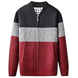 SoonerQuicker Sweatshirt Herren Fleece Strickjacke Sweatshirt Herren Gestrickte Zweifarbig V Langarmshirt Herren Gestreift Langarmshirt Herren V Ausschnitt Arbeit Sweatshirt Herren Ohne Kap