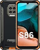 DOOGEE S86 Outdoor Smartphone, 6GB RAM+128GB ROM Handy ohne Vertrag,8500mAh Akku 24W Schnellladung, 6,1 Zoll Octa-Core 2W Lautspreche 16MP Quad-Kamera IP68 Wasserdicht Android 10 Dual SIM NFC Orang