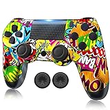 RIIKUNTEK Controller für PS4, Bluetooth Controller für Playstation 4 Control,Dual Vibration,Touchpad,Sechs-Achsen-Sensor,Audiobuchse, Wireless Controller für Playstation 4/Pro/Slim, PC, Android Gelb