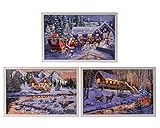 Weihnachtsbild 2,5 x 38 x 58 cm mit Micro LED warmweiß Zubehör L
