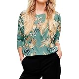 ONLY Damen ONLELCOS 4/5 TOP JRS NOOS Pullover, Mehrfarbig (Chinois Green AOP: Flower Coll1), S