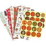 Geschenk Papiertueten DIY Basteln 24 Kraftpapiertüten DIY Adventskalender Selber Basteln Geschenk Papiertueten für Weihnachten Party DIY Basteln Geschenk Papiertueten mit 24 Weihnachtlichen Aufkleb