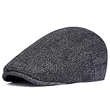 ArtiDeco Barett Cap Herren Gatsby Schirmmütze Newsboy Flat Cap Baskenmütze (Schwarz, Large/Etikettgröße- 59)