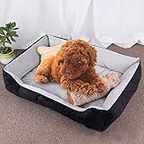 Qiuge Hundebett Weiche bequeme Memory Foam, orthopädisches Hundebett und -sofa (mit abnehmbarem Abdeckung), Hundeknochenspielzeug als Geschenk-Größe Größe: XS, 50 × 40 × 15 cm ( Color : Black Grey )