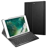 Fintie Tastatur Hülle für iPad 9.7 Zoll 2018 2017 / iPad Air 2 / iPad Air - Ultradünn leicht Schutzhülle Keyboard Case mit magnetisch Abnehmbarer drahtloser Deutscher Bluetooth Tastatur, Schw