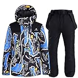 ZIYUYANG Skianzug ， Warme und Winddichte Herren Skibekleidung Outdoor Skisport kalt beschichtet und wasserdicht M Black