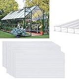 AufuN 14x Polycarbonat Hohlkammerstegplatten 4 mm 10,25 m² Gewächshaus Platten 60,5 x 121 cm Doppelstegplatte Ersatzteile für Garten Treibhaus Ersatzplatten Gartenbau Carports, UV-beständig