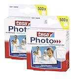 tesa Photo Klebepads, beidseitig klebend zur Erstellung eines Fotobuches, Big Pack mit 500 Stück (2x 500 Stück, Weiß)