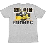 John Deere Grey Short Sleeve T-Shirt Graphic Tee Push Boundaries-Oxford-XL