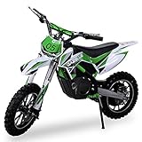 Kinder Mini Crossbike Gazelle ELEKTRO 500 WATT inklusive verstärkter Gabel Dirt Bike Dirtbike Pocket Cross (Grün)