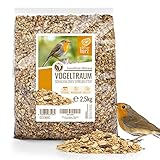 wildtier herz I Vogeltraum Schalenlos - Premium Vogelfutter, Wildvogelfutter Schalenfrei, Ganzjahresfutter mit Sonnenblumenkerne, Vogel Streufutter (2.5kg)