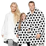 Familie mit DREI Teiler Decke Hoodie, tragbare Decke Pullover, weiche warme Bequeme tragbare Reisepulloverkissen doppelt gegenüberliegender Samt-Design,Black W
