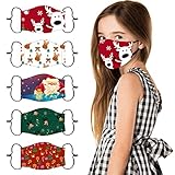 TT- 5 Stück Mädchen Jungen Weihnachten Geschenk Mundschutz Atmungsaktive Waschbar Baumwolle Wiederverwendbar Waschbar Multifunktional Bandana Halstuch Schlauchtuch Schlauchschal (E, OneSize)