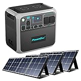 PowerOak BLUETTI AC200P Tragbare Powerstation mit 3 Stück 120W Solarpanel, Solargenerator Stromversorgung Stromerzeuger mit 2000Wh LiFePO4-Batterie 2000W Wechselrichter AC/DC/USB-Steck