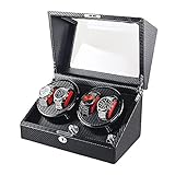 YXFF 4+0 Automatischer Uhrenbeweger， Aufbewahrungsbox aus Holz aus Leder， Rotierende Box， LED-Licht， Geeignet für Herren- und Damenuhrendisplays，