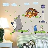 Wandtattoo manga wandaufkleber, wandsticker aufkleber，Anime Mein Nachbar Totoro 3D Kindergarten Kinderzimmer Wohnzimmer Schlafzimmer Hintergrund selbstklebende Dekoration Farbe-60*90