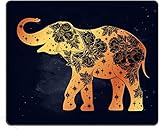 CUKENG Niedlicher Blumenelefant Rustikales Graues Holzmaserung Mauspad, Abstrakte Vintage Indische Mandala Elefant Malerei Kunst Mauspads Tastatur Mauspad Rutschfester Naturkautschuk für Gaming im Bü