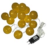 Kugel-Lichterkette 20 LED warm weiß Lichterkette mit Flechtdesign Textil-Design Weihnachtsdeko Kugellichter Leuchtbälle Trafo Zimmerdekoration X