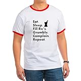 CafePress Pharmacy Eat Sleep Grumble.PNG Ringer T-Shirt Gr. M, rot / weiß