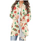 Weihnachten Damen Tops Sommer elegant Long Damen Shirt Overmal Retro Shirt yk2 Tops Pullover Baumwolle Damen Batik Damen Pullover grau Damen Langarmshirt D