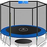 KESSER® - Trampolin Ø 244 cm | TÜV SÜD GS Zertifiziert | Komplettset mit Sicherheitsnetz, Leiter, Randabdeckung & Zubehör | Kindertrampolin Gartentrampolin Belastbarkeit 150 kg