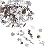 Csirnto 100 Stücke Charm Anhänger zum Schmuck Vintage Bronze Anhänger Stücke Charms Silber Gemischte DIY Anhänger Charms Charms Anhänger Zufällige Gemischte Charms für Armband Halskette Ohrring