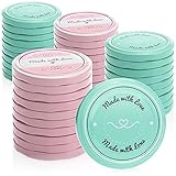 com-four® 40x Ersatzdeckel für Marmeladengläser'Made with Love' - Schraubdeckel für Sturzgläser und Einmachgläser - TO 82 mm (40 Stück)
