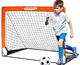 bayinbulak Fußballtor für Kinder Mini Fußballtor Pop-up Fussballtor 4'x3', 1 Pack (Orange)
