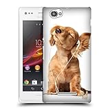 Head Case Designs Kleiner Welpe Hört Musik Komische Tiere Harte Rueckseiten Handyhülle Hülle Huelle und Passende Designer Hintergrundbilder kompatibel mit Sony Xperia M/M D
