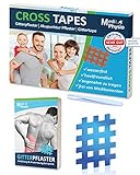 Gitter-Tapes Premium von MediPhysio - Crosstapes Gitterpflaster, Schmerzpflaster Gitter - Energy Tape inkl. Pinzette und eBook (Buch Gittertapes) - DERMATEST: SEHR GUT - Typ B - Mittel 120 Stück