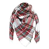 Winterschal Damen Kuschelig Kariert XXL Quadratisch Deckenschal Winter Warm Baumwolle Wolle Kaschmir Schal W