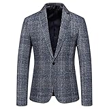DDZYQ Jacke Herren Herbst Winter Britischer Stil Verdickung Wolltuch Männer Anzug Modern Urban Slim Fit Revers Jugend Vintage Trend Casual Business Herren Übergangsjacke F-Blue XL