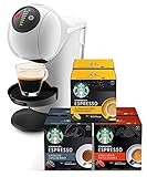 Krups KP2401 NESCAFÉ Dolce Gusto Genio S Kapselmaschine, Weiß + STARBUCKS by NESCAFÉ DOLCE GUSTO Kaffeekapseln Probierset, 72 Kapseln in 3 Espresso-Variationen (6 x 12)