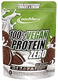 IronMaxx Vegan Protein Zero Veganes Proteinpulver aus hochwertigen pflanzlichen Proteinquellen 4 Komponenten Eiweißpulver ohne Soja zuckerfrei, Cookies & Cream, Kekse & Sahne, Beutel, 500 g