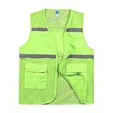 Reflektierende Kleidung, Mütze atmungsaktiv, hochglanzreflektierende Weste, große Taschen auf beiden Seiten für Portabilität, Unisex-Arbeitskleidung Lauf (Color : Green, Größe : 4XL)