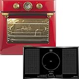 Herd Set Kaiser EH 6424 RotBE ECO - Retro Elektrobackofen Einbaubackofen 68L / Selbstreinigend / 10 Multifunktionen + Kaiser KCT 777 FI La Perle Free Zone Induktions Kochfeld 77cm Autark