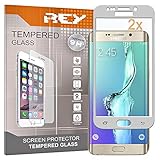 REY Pack 2X Panzerglas Schutzfolie für Samsung Galaxy S6 Edge Plus - Edge+, Silber, Displayschutzfolie 9H+, Polycarbonat, Härte, Anti-Kratzen, Anti-Öl, Anti-Bläschen, 3D / 4D / 5D