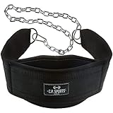 C.P. Sports Bodybuilding Dip Gürtel - aus Nylon mit verchromter Stahlkette und Karabiner, Schwarz One S