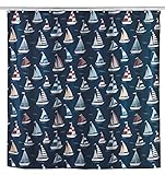 WENKO Duschvorhang Regatta, stilvoller Textil-Vorhang für Dusche und Badewanne, waschbar, wasserabweisend, mit 12 Ringen zur Befestigung an der Duschstange, 180 x 200 cm, mehrfarbig