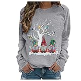 Sweater Damen Langarm Rundhals Shirt Frauen Lässige Sport Oberteile Lockerer Passt Streetwear Crew Neck Jumper Frauen Rollkragenpullover Weihnachtsp