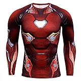 HOOLAZA Iron Man T Shirt Series Avengers Super Heroes Kompressions Joggen Motion T-Shirt Rot Lange Long Sleeve Herren Fitness T Shirt M