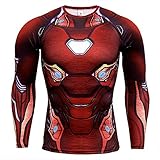 HOOLAZA Iron Man T Shirt Series Avengers Super Heroes Kompressions Joggen Motion T-Shirt Rot Lange Long Sleeve Herren Fitness T Shirt M