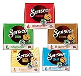 Senseo Pads,Probierbox mit 5 Sorten, 74 Kaffeepads UTZ-zertifiziert, 5er Vielfaltspaket, 4090050