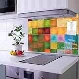 banjado® Küchenrückwand Glas als Spritzschutz für Küche 60x40cm – Fliesenspiegel mit Motiv Farbkasten – Nischenrückwand selbstklebend ohne Bohren aus Sicherheitsglas - magnetisch & beschreibb