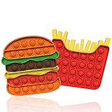 sgoseye 2 Stück Pop Bubble Fidget It Toys Set Sensorisches Squeeze Spielzeug Silikon Autismus Spezielle Bedürfnisse Stress Reliever Angst Relief Spiel für Kinder Erwachsene (Burger + Pommes Frites)