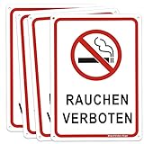 4tlg. Rauchverbot Schilder Rauchen-Verboten Schild Aluminium Schild Hinweisschild Warnschild Verbotschild(Größe 180 * 250mm)